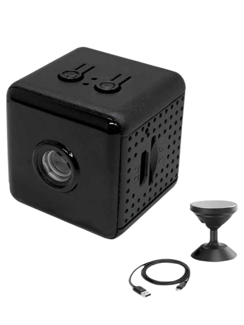Mini Wireless Cube HD Video Camera with Mount and USB Cable - Black